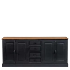 220x96x53 Vintage Design Anrichte in Schwarz - Niovan