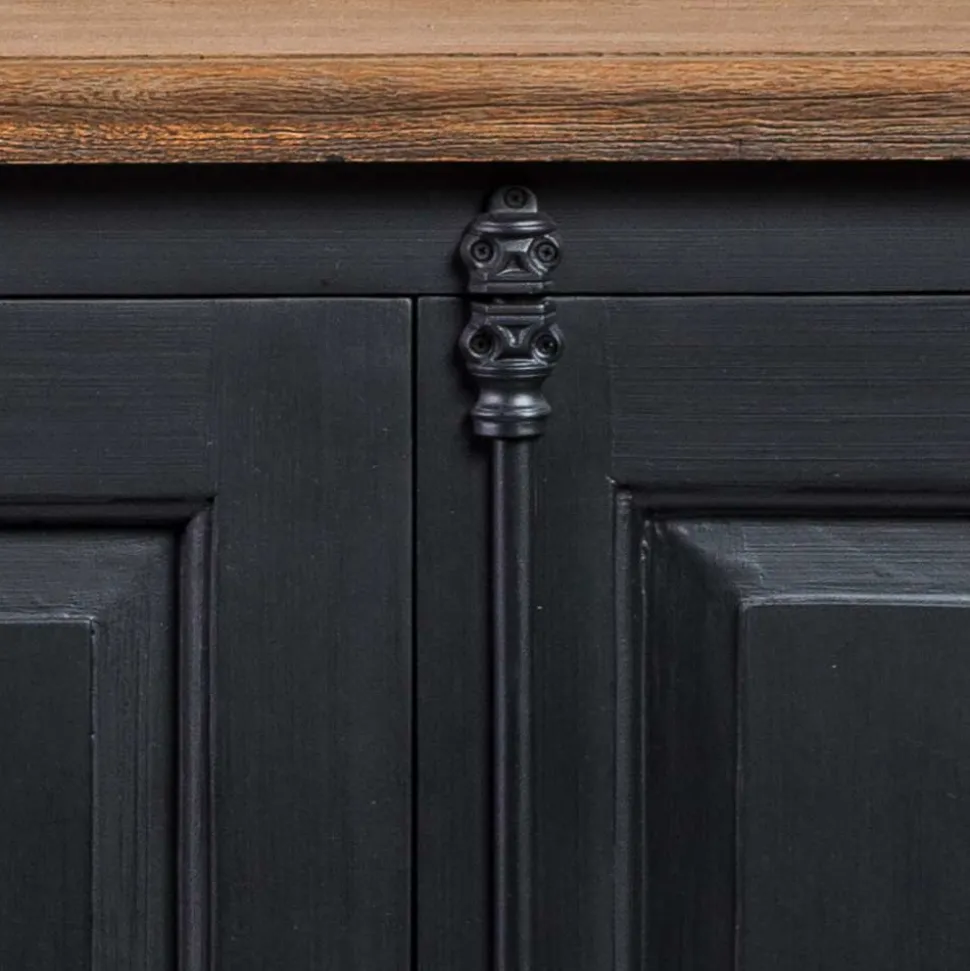 220x96x53 Vintage Design Anrichte in Schwarz - Niovan