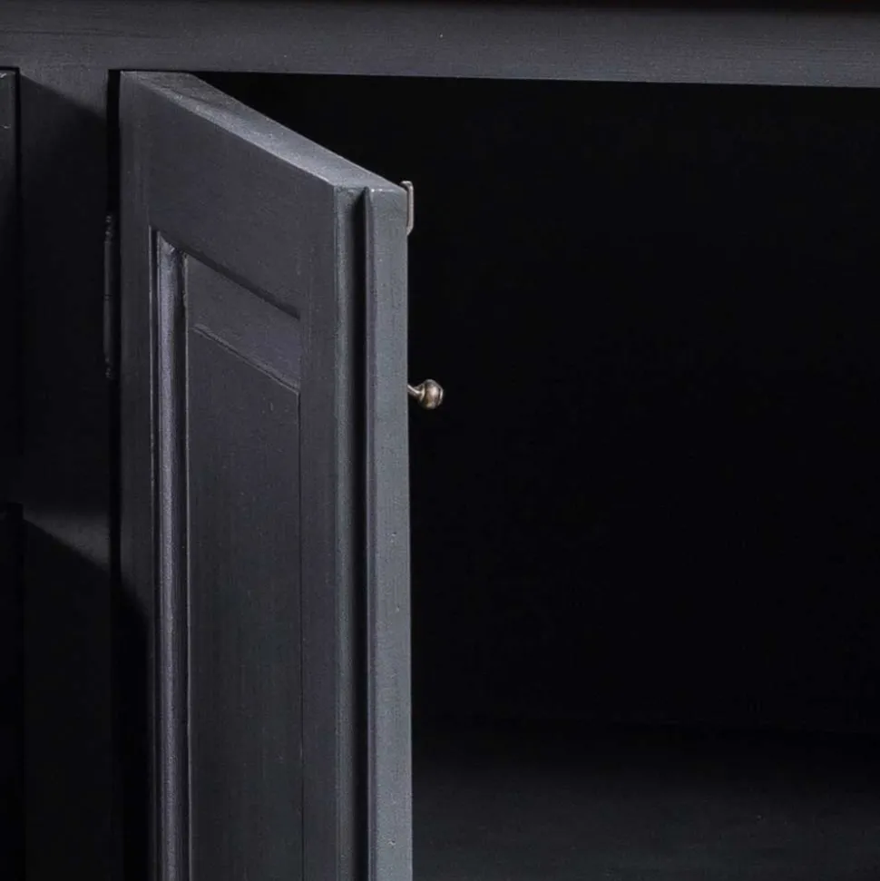 220x96x53 Vintage Design Anrichte in Schwarz - Niovan