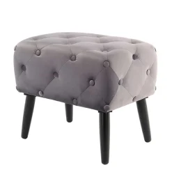 60x48x40 Vintage Design Hocker aus Samt Grau - Rino