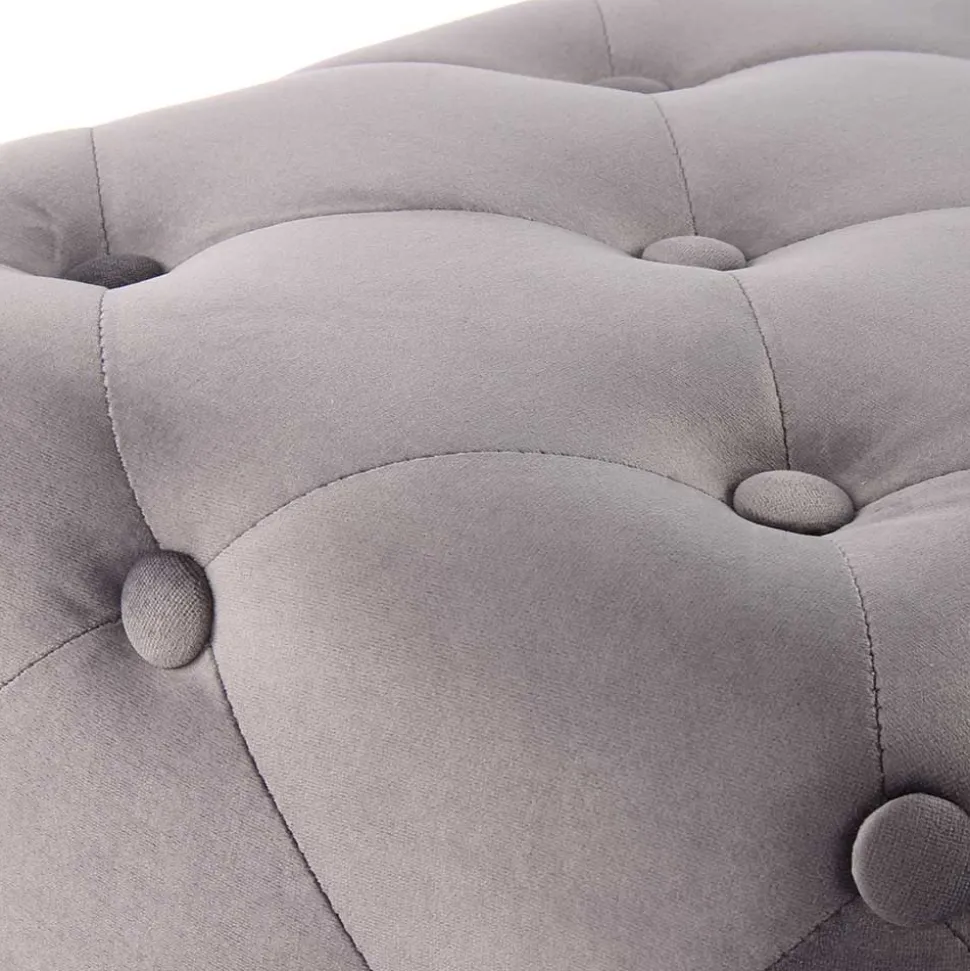 60x48x40 Vintage Design Hocker aus Samt Grau - Rino