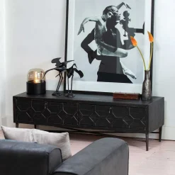 160x50x45 Vintage Design Lowboard in Schwarz - Illestra