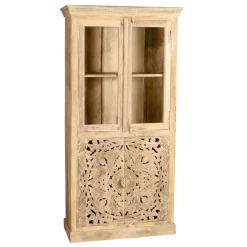 90x180x45 Vintage Holzvitrine mit Schnitzerei - Runiasa