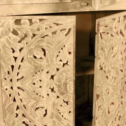 90x180x45 Vintage Holzvitrine mit Schnitzerei - Runiasa