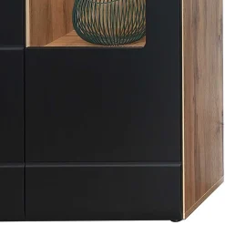 80x208x37 Vitrine in Schwarz & Wildeiche - Kandu
