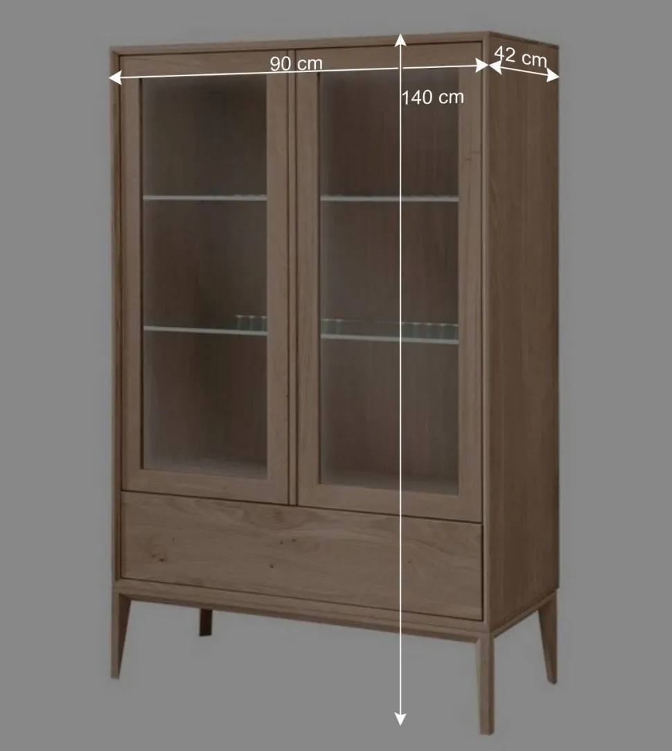 90x140x42 Vitrine mit Doppeltür und Schublade - Lamia