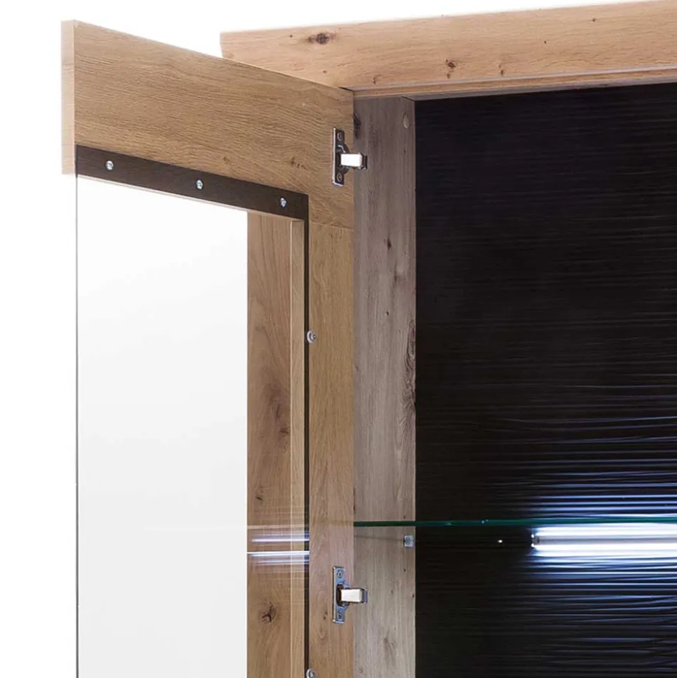 74x211x45 Vitrinenschrank in Eiche Dekor - Wykina