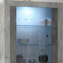 110x191x43 Vitrinenschrank in Grau zweifarbig - Setmora