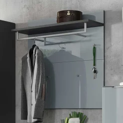 97x96x30 Wandgarderobe in Silbergrau Glas - Ilfred