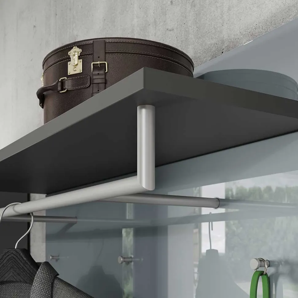 97x96x30 Wandgarderobe in Silbergrau Glas - Ilfred