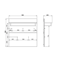 97x96x30 Wandgarderobe in Silbergrau Glas - Ilfred