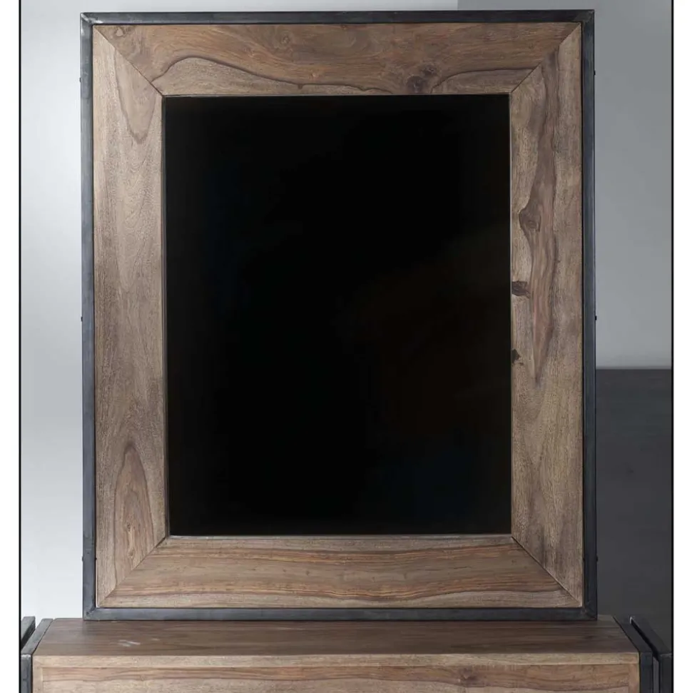 82x97x3 Wandspiegel aus Akazie Massivholz - Barcio