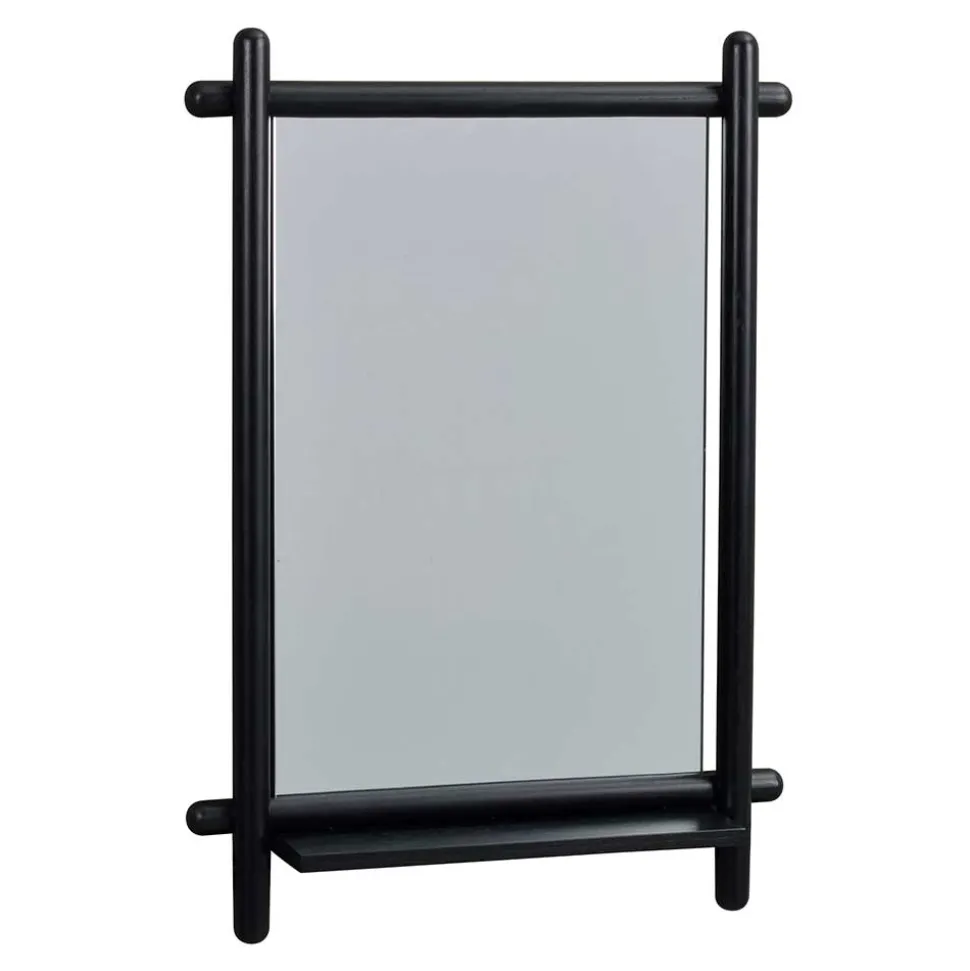 52x74x12 Wandspiegel in Schwarz Eichenrahmen rund - Evlinu