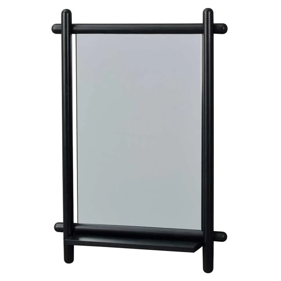 52x74x12 Wandspiegel in Schwarz Eichenrahmen rund - Evlinu