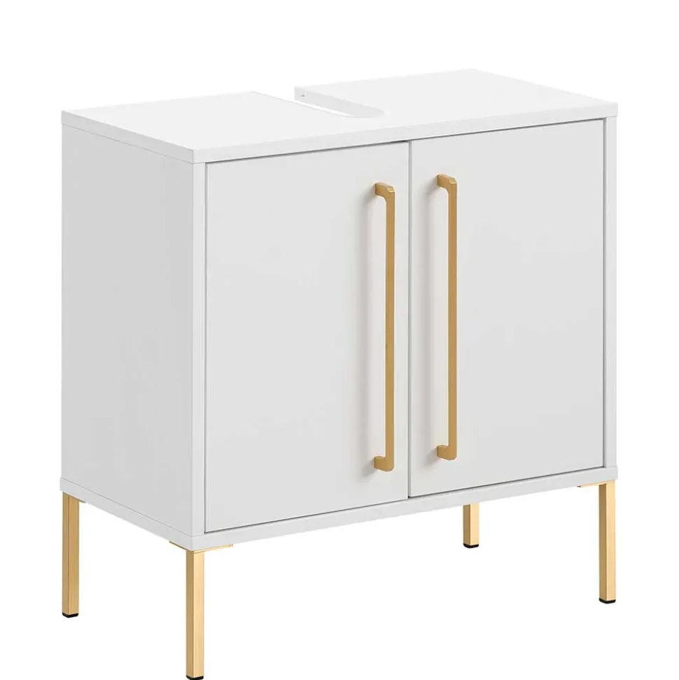 57x61x30 Waschbeckenschrank in Weiß & Gold - Nuszaleva