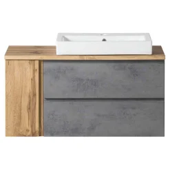 105x63x47 Waschtisch hängend in Wildeiche & Beton - Mia