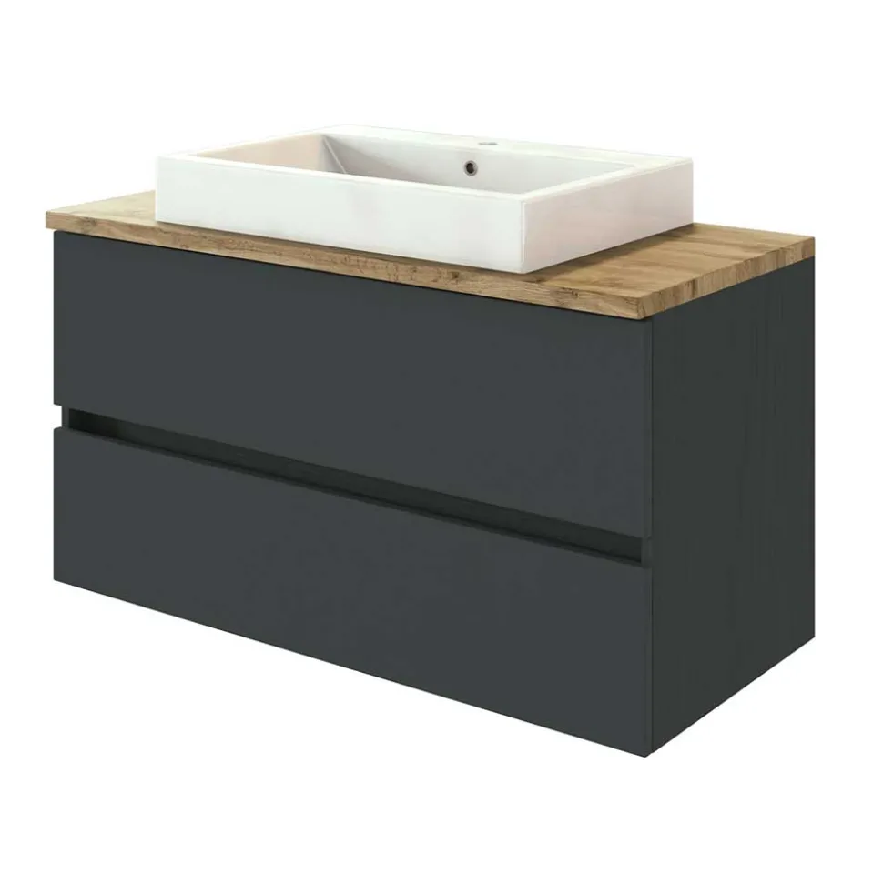 100x54x48 Waschtisch Konsole in Grau & Wildeiche - Noricas