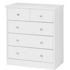 60x70x35 Weiße Kommode mit fünf Schubladen - Hank