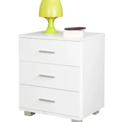 45x54x34 Weiße Nachtkommode mit Metallgriffen - Renero