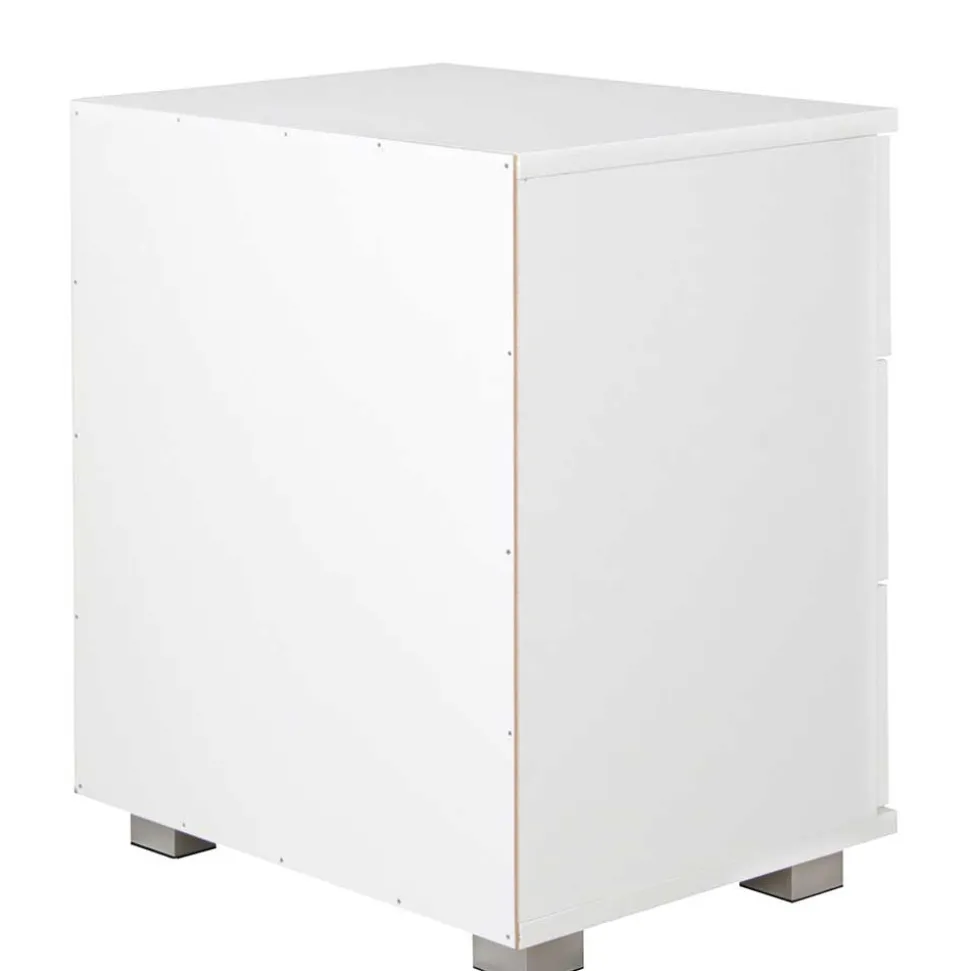 45x54x34 Weiße Nachtkommode mit Metallgriffen - Renero