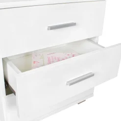 45x54x34 Weiße Nachtkommode mit Metallgriffen - Renero