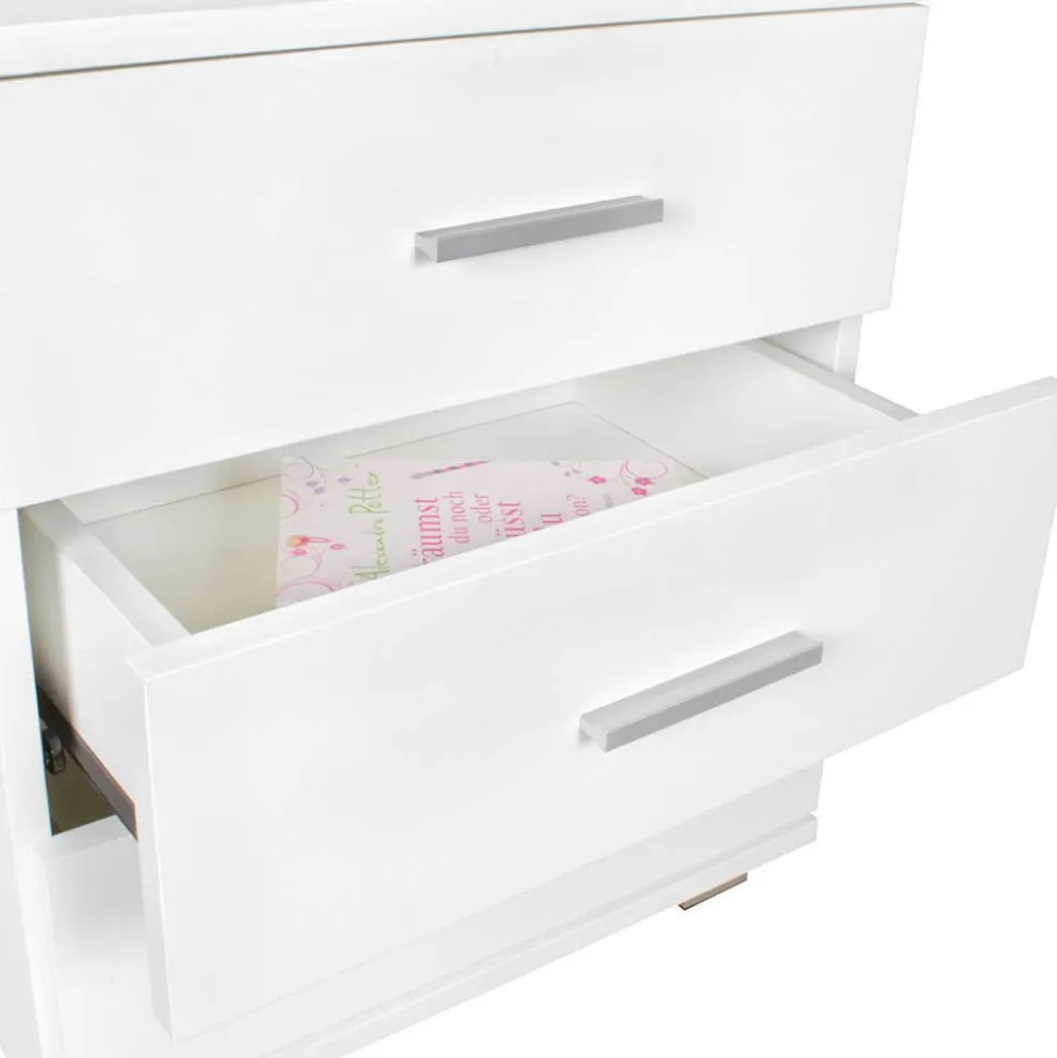 45x54x34 Weiße Nachtkommode mit Metallgriffen - Renero