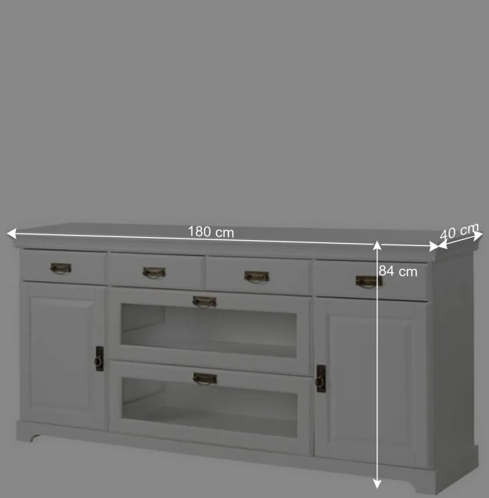 180x84x40 Weißes Sideboard - Landhaus modern - Akbelev