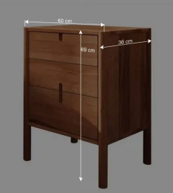 60x69x36 Wildbuche Nachtkommode geölt - Indrya