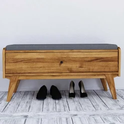 112x52x37 Wildeiche Bank mit Klappe - Hardus