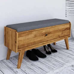 112x52x37 Wildeiche Bank mit Klappe - Hardus