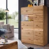 103x152x44 Wildeiche Highboard mit Glaseinsatz - Acmida