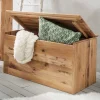 84x45x43 Wildeiche Holztruhe mit flachem Deckel - Mariono