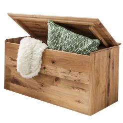 84x45x43 Wildeiche Holztruhe mit flachem Deckel - Mariono