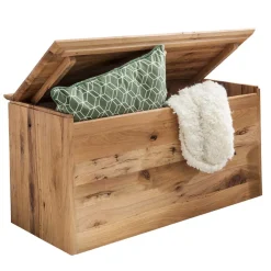 84x45x43 Wildeiche Holztruhe mit flachem Deckel - Mariono