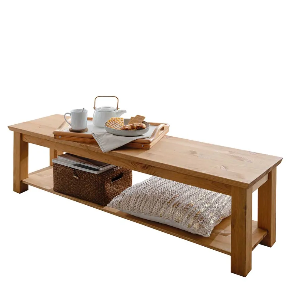 140x43x36 Wohnraum Holzbank in Eichefarben - Voeca