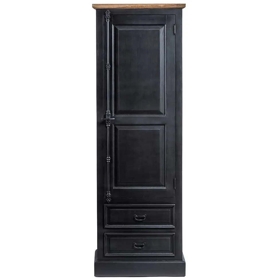 61x180x42 Wohnzimmer Schrank in Schwarz & Teak - Niovan