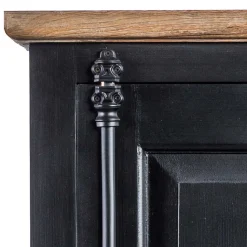 61x180x42 Wohnzimmer Schrank in Schwarz & Teak - Niovan