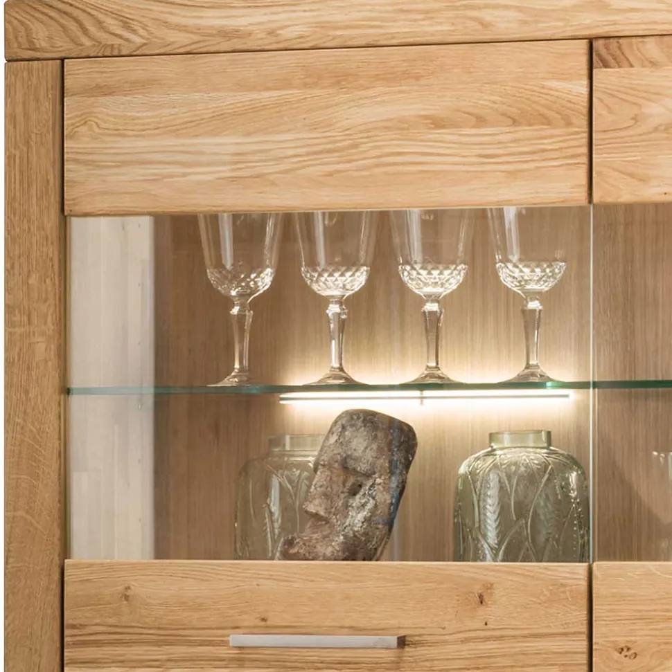 118x141x40 Wohnzimmerschrank mit Glaseinsätzen - Loitons