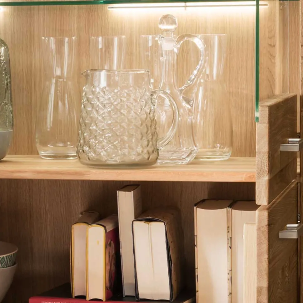 118x141x40 Wohnzimmerschrank mit Glaseinsätzen - Loitons