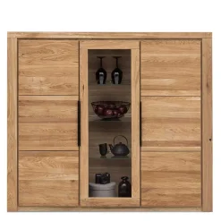 160x141x40 Wohnzimmerschrank mit Glaseinsatz - Nelenia