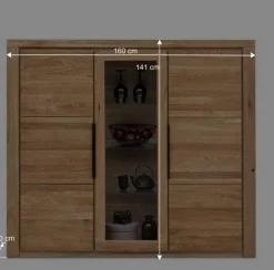 160x141x40 Wohnzimmerschrank mit Glaseinsatz - Nelenia