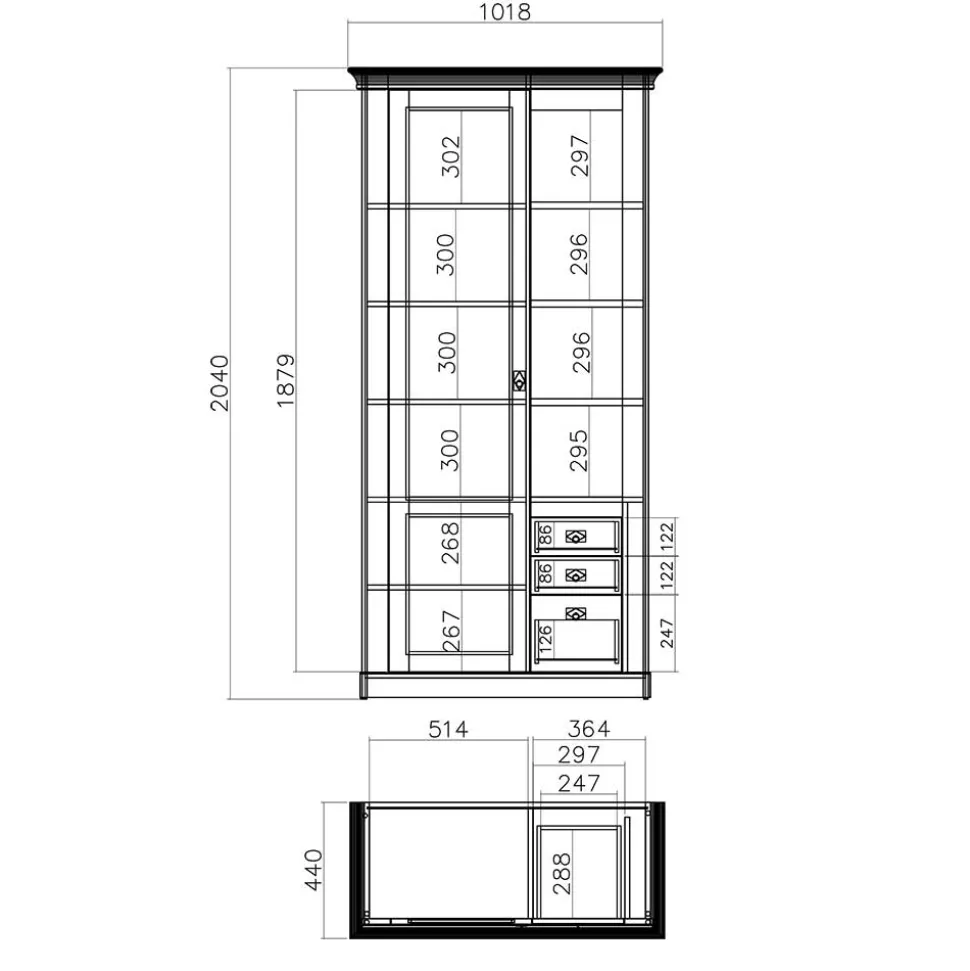 102x204x44 Wohnzimmerschrank zweifarbig - Diatara