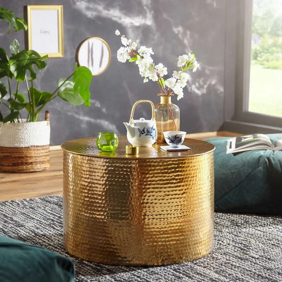 61x41x61 Wohnzimmer-Tisch aus Alu in Gold - Rading