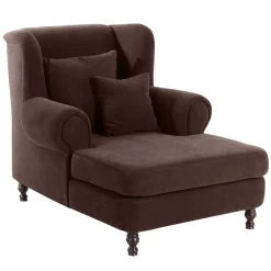 XXL Polstersessel in Braun Velours - Snoud