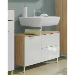 80xx56x34 Waschtischunterbau in Weiß Hochglanz - Narilos