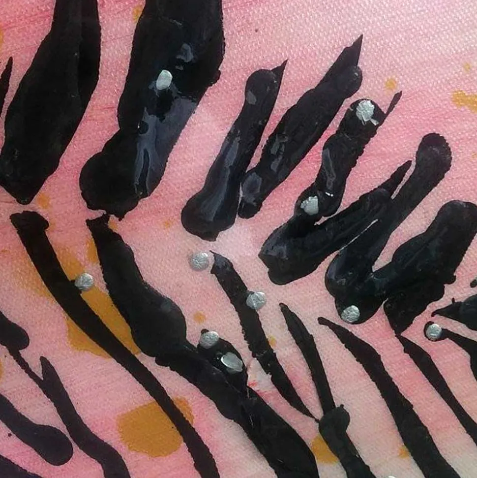 Zebra Wandbild in Rot Schwarz - Huvina