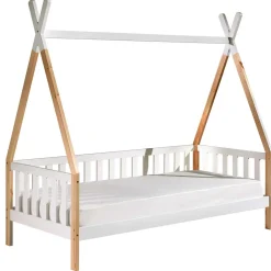 Zeltbett Kojenbett in Weiß & Kiefer - Mileno