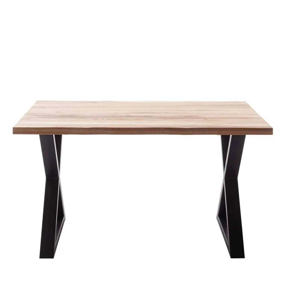 Zerreiche Tisch mit Naturkante und X-Füßen - Yelna