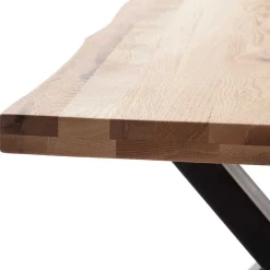 Zerreiche Tisch mit Naturkante und X-Füßen - Yelna