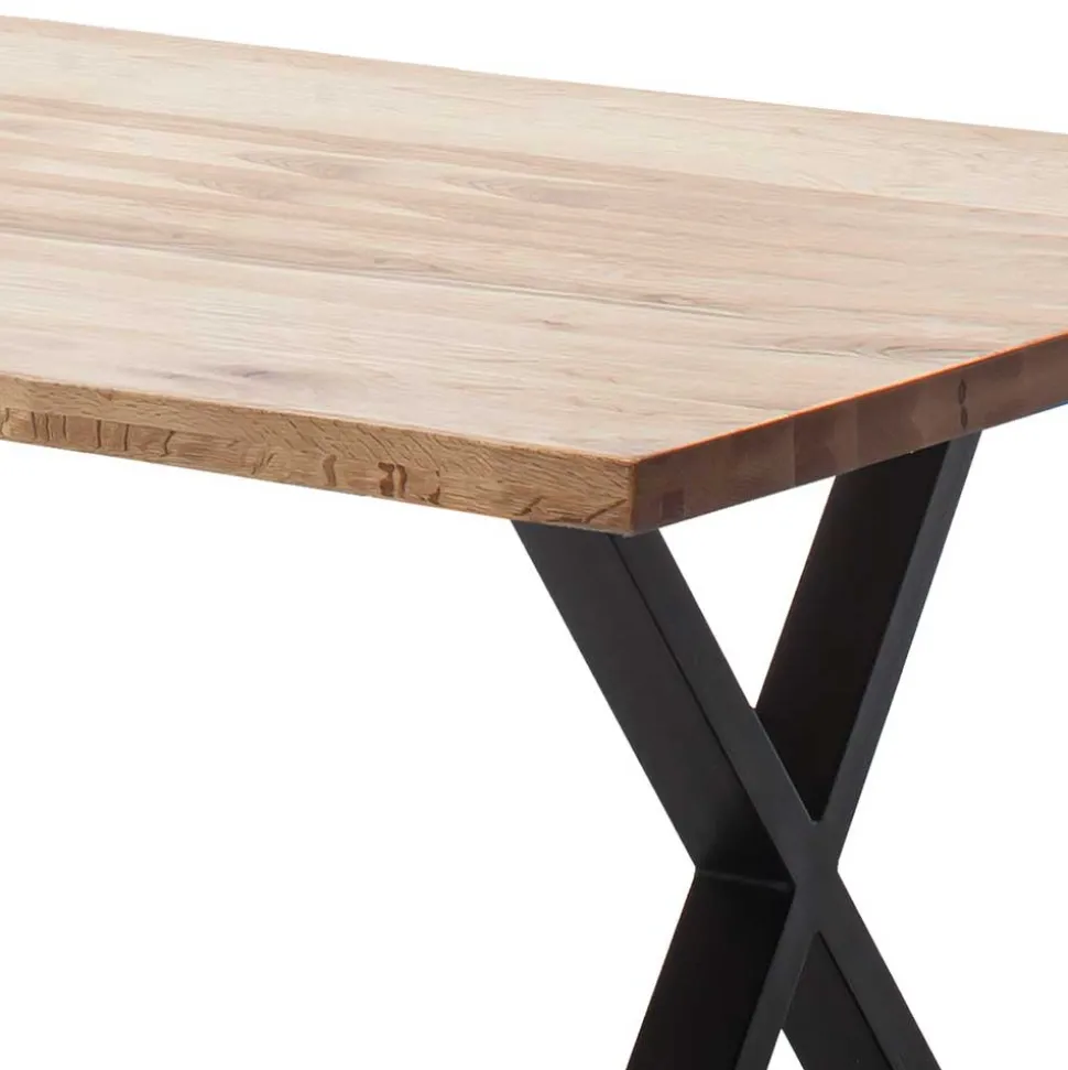 Zerreiche Tisch mit Naturkante und X-Füßen - Yelna